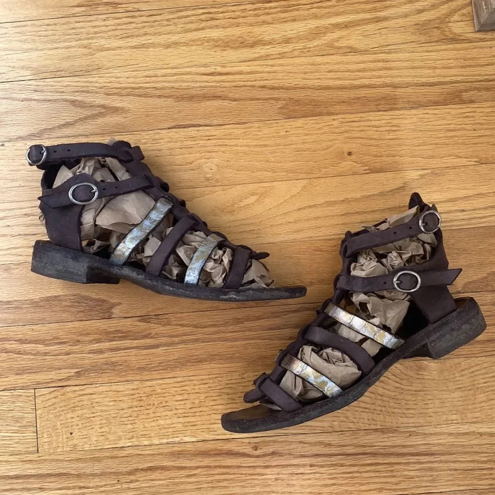 Officine Creative sz EU 35.5 or US 5.5 Handmade in Italy metallic and dark brown